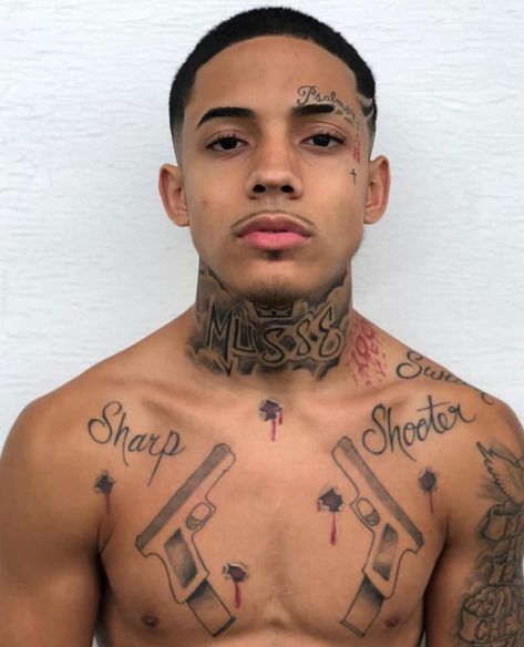 Hood Face Tattoo, Under Eye Tattoo, Mens Face Tattoos, Face Tattoo Ideas, Chest Neck Tattoo, Hood Neck Tattoo For Guys, Small Face Tattoos, Full Neck Tattoos, Gang Tattoos