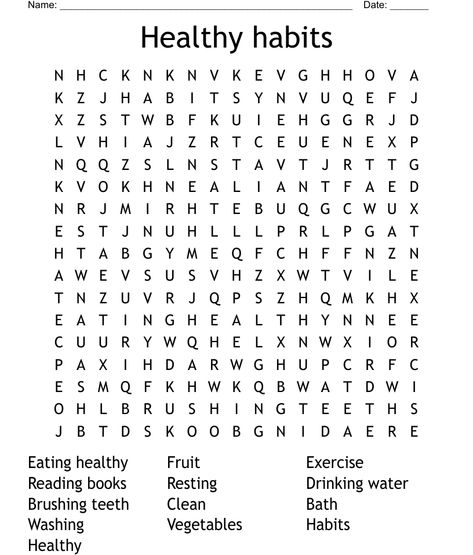 Health Worksheets For Middle School, Healthy Habits Worksheet, Healthy Habits Activities, Healthy Habits For Kids, Health Worksheets, English Classroom Decor, Therapeutic Recreation, Scramble Words, Pe Activities