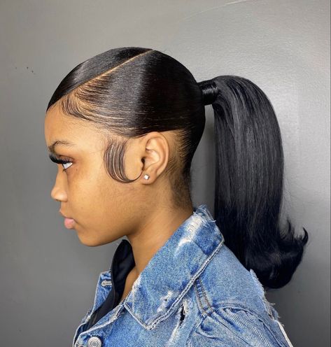 Styling Gel Ponytail Hairstyles, Gel Bolla For Black Women, Gel Bolla Hairstyles, Packing Gel Hairstyle, Twists Hairstyles, Pressed Natural Hair, Stylish Ponytail, Black Ponytail, Weave Ponytail Hairstyles