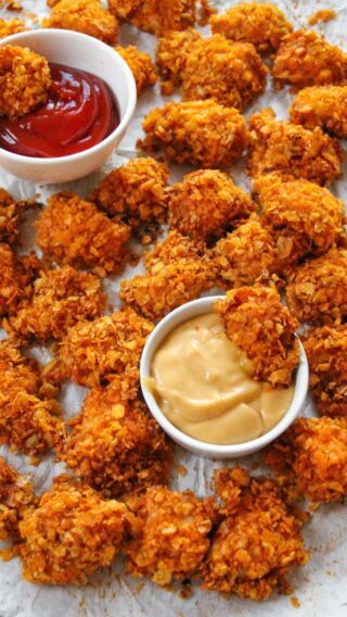 Easy 15 Minute Roasted Sweet Potatoes - Layers of Happiness Boneless Chicken Nuggets, Barbecue Chip Chicken, Barbecue Chicken Nuggets, Bbq Chip Chicken, Best Chicken Nugget Recipe, Turkey Nuggets, Nugget Recipes, Chip Chicken, Barbecue Chips