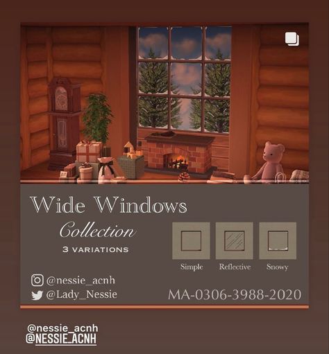 Acnh Window Design, Motif Acnl, Ac New Leaf, Winter Window, Wide Windows, New Animal Crossing, Dark Wall, Animal Crossing Game, Island Design