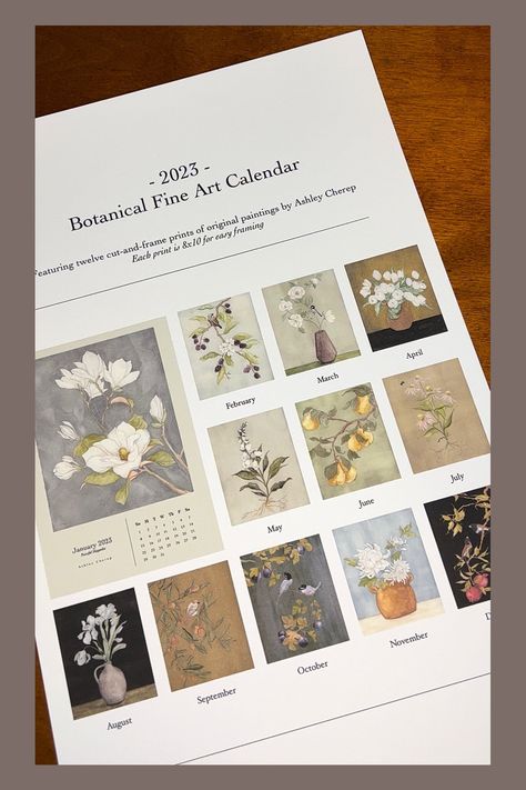 https://www.ashleycherepfineart.com/shop/p/2023-botanical-fine-art-calendar Poetry Club, House Color, Art Calendar, Color Theme, Art Aesthetic, Botanical Illustration, Color Themes, House Colors, Original Paintings