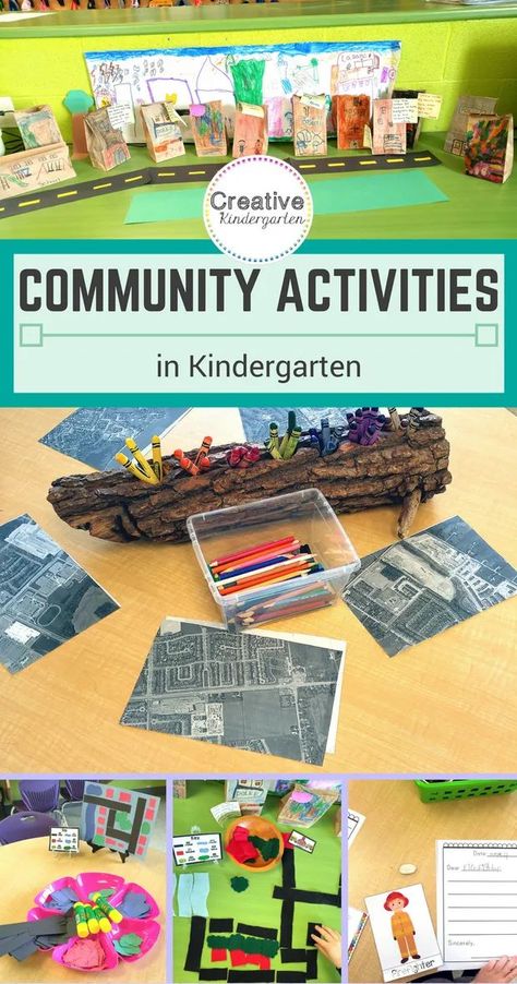 Community Activities in Kindergarten | Creative Kindergarten Community Kindergarten, Project Based Learning Kindergarten, Community Helpers Kindergarten, Kindergarten Inquiry, Neighborhood Activities, Social Studies Centers, Communities Unit, Community Helpers Theme, Community Helpers Preschool