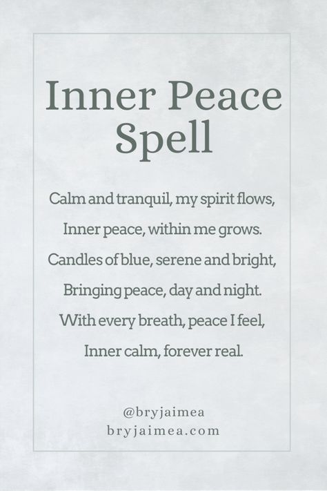 Spell For Peace Of Mind, Peace Of Mind Spell, Calming Spells Witchcraft, Spells For Inner Peace, Self Care Rituals Witch, Spell To Calm Someone Down, Cleansing Spell Self, Clear Mind Spell, Words Are Spells