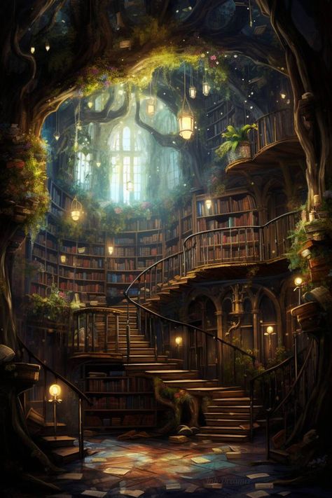 Follow me for more bookish art #library #libraryaesthetic #fantasylibrary #libraryart Magical Library, Ancient Library, Bookish Art, Ya Fantasy Books, Dream Library, Dream Fantasy, Library Aesthetic, Library Art, Book Background