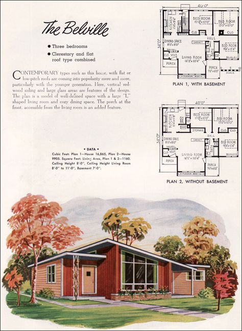 Small Mid Century House, Mid Century Modern Floor Plans, Mid Century House Exterior, Midcentury Modern Exterior, Canadian Homes, Mid Century House Plans, Small House Architecture, Mid Century Modern House Plans, Canadian House