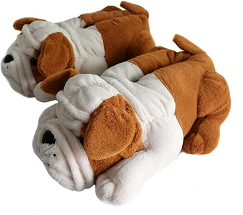 Dog Slippers, Fun Slippers, Animal Slippers, Real Dog, Plush Slippers, Bull Dogs, Cute Slippers, Winter Animals, Make Her Smile