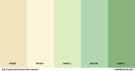 Soft Creams And Greens Color Scheme » Cream Pastel Green Pallete, Light Green Color Combinations, Pastel Green Color Palette, Khaki Color Combination, Color Scheme Generator, Web Design Color, Cream Bedrooms, Green Color Combinations, Hexadecimal Color