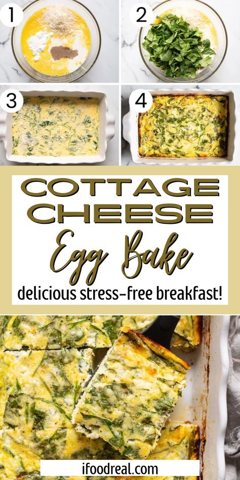 This Cottage Cheese Egg Bake is a great, high-protein breakfast! The recipe is super simple to put together and it really makes morning breakfast a breeze. The whole family will love this dish and you’ll love how easy it is too! Try this delicious, stress-free recipe today and fall in love with breakfast again! Meal Prep Cottage Cheese, Cottage Cheese Egg Bake, Healthy Egg Bake, Cottage Cheese Recipes Breakfast, Cheese Egg Bake, Healthy Breakfast Baking, Breakfast Egg Bake, Cottage Cheese Recipes Healthy, Best Egg Recipes