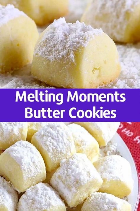 Melting Moments Butter Cookies Soft Butter Cookies Recipe, Cheap Party Food, Melting Moments Cookies, Butter Cookie Recipe Easy, Meltaway Cookies, Desserts Cookies, Melting Moments, Scottish Recipes, Sweet Dips