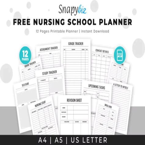 Free Nursing School Planner Template 📚📝 Organize your nursing school journey with this essential tool! 🏥🎓 Features: Weekly and monthly spreads to track assignments, exams, and clinical rotations. Note-taking pages for important information and study tips. Goal-setting sections to stay motivated and focused. Download your free template today and make nursing school a breeze! https://snapybiz.com/product/free-nursing-school-planner #NursingSchoolPlanner #StudyTips #StudentLife #Healthcare... Nursing Planner, Best Teacher Planner, Nursing School Planner, Nurse Notes, Nurse Organization, Nursing Skills, Project Planner Printable, Study Planner Printable, Student Planner Printable