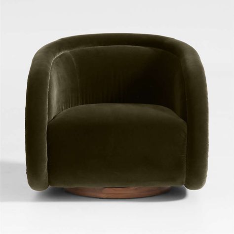 Medoc Swivel Chair | Crate & Barrel Wingback Accent Chair, Deep Sofa, Queen Upholstered Bed, Swivel Chair Living Room, Velvet Accents, Velvet Accent Chair, Leather Accent Chair, Swivel Chairs, Swivel Accent Chair