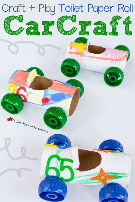 Toilet Paper Roll Car, Stem Camp, Transportation Crafts, Toilet Paper Crafts, Car Craft, Toilet Paper Roll Crafts, Paper Roll Crafts, Daycare Crafts, Crafts For Kids To Make