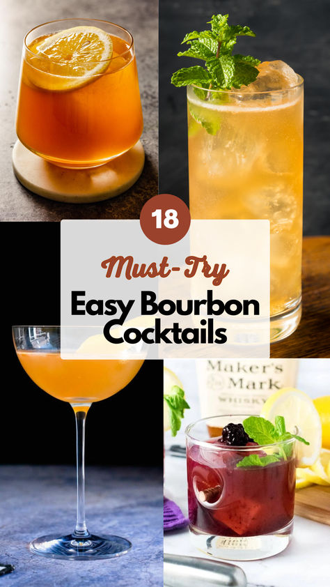 Easy Bourbon Cocktails Bourbon Crush Cocktail, Bourbon Based Cocktails, Fall Bourbon Drinks Cocktail Recipes, Whiskey Drinks For Women, What To Mix With Bourbon, Old Forester Bourbon Cocktails, Bourbon Mule Drink Recipes, Bourbon Signature Cocktail, Drinks Made With Bourbon