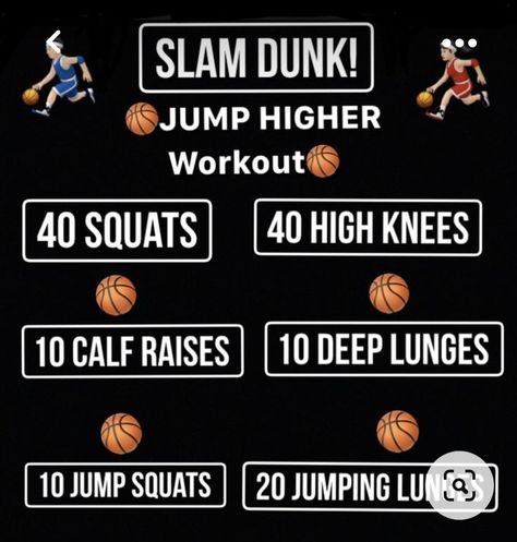 Exercises To Jump Higher Basketball, Higher Jump Workout, Exercise To Jump Higher, Higher Jump Exercises, Jump Higher Workout Basketball, Vertical Jump Workout Basketball, Basketball Strength Workout, How To Jump Higher For Basketball, How To Dunk A Basketball