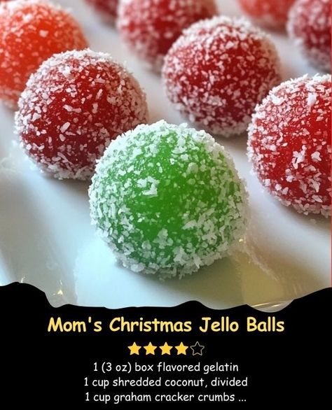 The Savory Secrets Society | Mom's Christmas Jello Balls | Facebook Moms Christmas Jello Balls, Christmas Jello Balls Recipe, Jello Balls Recipe, Christmas Jello Balls, Jello Balls, Jello Cookies, Christmas Jello, Sugar Free Jello, Xmas Dinner