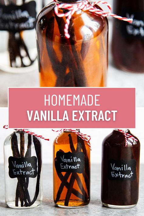 Homemade Vanilla Extract Homemade Extracts, Diy Extracts, Make Vanilla Extract, Vanilla Extract Recipe, Madagascar Vanilla Beans, Homemade Vanilla Extract, Gifts Creative, Homemade Condiments, Homemade Spices