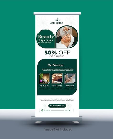 Vector spa roll up banner design stand b... | Premium Vector #Freepik #vector #brochure-business-flyer Stand Banner Design, Roll Banner Design, Standing Banner Design, Roll Up Banner Design, Food Web Design, Roll Banner, Flex Banner Design, Roll Up Design, Rollup Banner