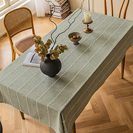 Amazon.com: Zobesta Linen Sage Table Cloth Cotton Linen Tablecloth for Rectangle Tables, Heavy Weight Washable Farmhouse Soft Tablecloth for Kitchen Dinning Party (Sage Green, 53 x 120 Inch) : Home & Kitchen Boho Tablecloth, Farmhouse Tablecloths, Rectangle Tables, Linen Table Cloth, Green Tablecloth, Blue Tablecloth, Linen Lights, Tablecloth Sizes, Rectangle Tablecloth