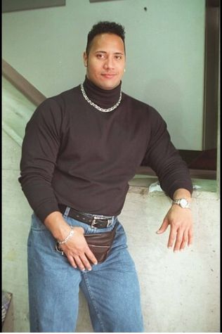 dwayne johnson AKA The Rock:    90s: a black turtleneck, gold chain and a fannypack to boot. The Rock Gif, Rock Meme, Thursday Pictures, 90s Rock, The Rock Dwayne Johnson, Rock Johnson, Dwayne The Rock, Dwayne Johnson, Hump Day