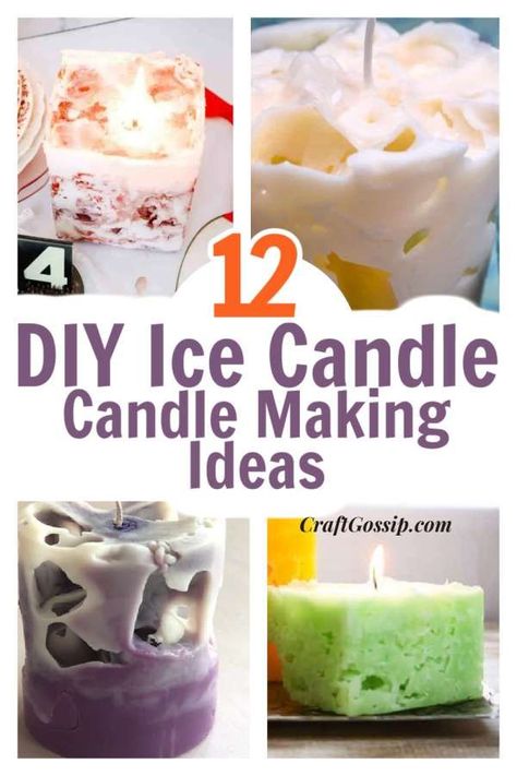 This roundup of tutorials shows you how to make candles with ice cubes. Ice cubes in candles is actually one of the very first candle-making classes I taught to a bunch of 8-12-year-olds.  Ice candles are great for craft activities … Read More... How To Make Ice Cream Candles, Milk Carton Candles Ice, Candle Making Steps, Iced Coffee Candle Diy, How To Make Candles At Home Step By Step, Diy Candle Ideas Creative, Whipped Candles Diy, Diy Candle Making Ideas, Layered Candles Diy