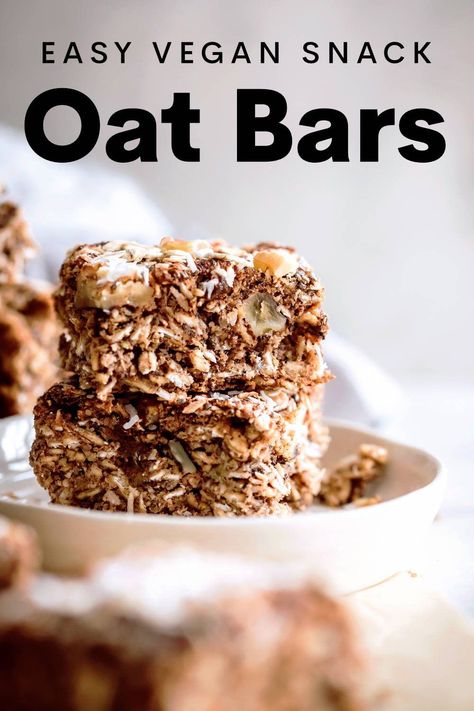 Healthy Vegan Oat Bars 2 Easy Oat Bars, Vegan Oat Bars, Oat Bars Vegan, Oat Bars Recipe, Oat Bars Healthy, Oat Bar Recipes, Resep Smoothie, Desserts Vegan, Vegan Mac And Cheese