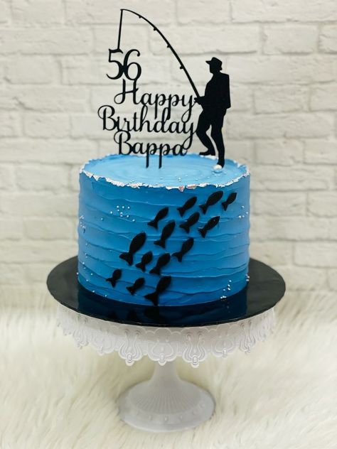 Fishing Theme Cake, Fisherman Cake, Fish Cake Birthday, Dad Birthday Cakes, Money Cake, Fishing Party, Fishing Birthday, Themed Birthday Cakes, Cool Birthday Cakes