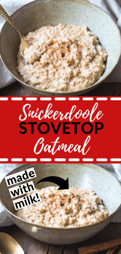 Oatmeal Recipes Breakfast Stovetop, Snickerdoodle Oatmeal, Stovetop Oatmeal, Cookie Oatmeal, What Is Healthy Food, Healthy Foods To Make, Snickerdoodle Cookie, Work Food, Breakfast Oatmeal Recipes