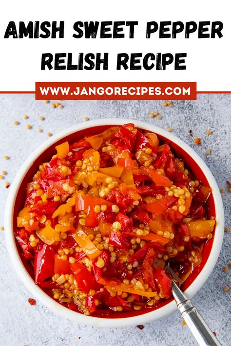 In this article, I will share with you an Amish sweet pepper relish recipe that is super delicious. this is a fairly easy recipe to make and can be made in no time at all! #AmishSweetPepperRelishRecipe #Recipes Sweet Red Pepper Relish Recipe, Roasted Red Pepper Relish, Copycat Jersey Mikes Pepper Relish, Sweet Pepper Relish Recipe, Red Pepper Relish Recipe, Sweet Relish Recipe, Pepper Relish Recipe, Sweet Pepper Relish, Jersey Mikes