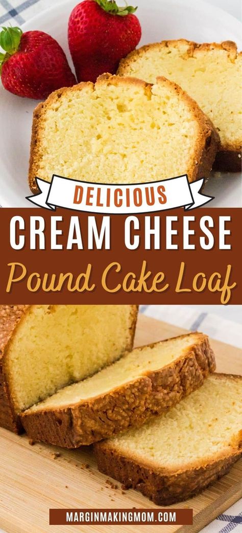 If you've never had old-fashioned cream cheese pound cake, you're missing out! This version is made in loaf cake pans, and can be served with berries, ice cream, or plain as a coffee cake! Loaf Sour Cream Pound Cake, Loaf Cake Mix Recipes, Cakes Using Cream Cheese, Pound Loaf Cake, Loaf Pan Pound Cake, Old Fashioned Sour Cream Pound Cake, Cream Cheese Loaf Bread, Cream Cheese Loaf, Cream Cheese Loaf Recipes