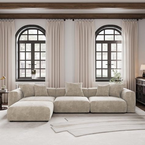 Modern Couch Sectional, Chaise Ottoman, White Sectional Sofa, Pool Diy, Couches Living, Convertible Couch, Couch With Chaise, Minimalist Sofa, Classy Bedroom