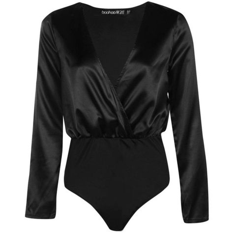 Boohoo Freya Wrapover Satin Longsleeved Bodysuit found on Polyvore featuring polyvore, women's fashion, clothing, intimates, shapewear, bodysuit, tops, body, body suits and blouses Bodysuit Tops, Body Suits, Shapewear Bodysuit, Looks Chic, Body Suit, Shapewear, Dress To Impress, Designer Clothing, Blouses