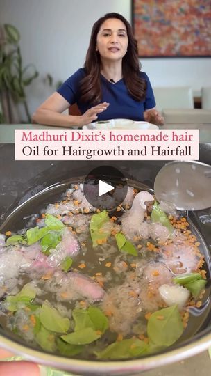 3.8M views · 111K reactions | Madhuri dixit’s magical homemade hair oil recipe for reducing hair fall and promoting new hair growth . It also adds shine to your hair and makes your super strong and dandruff free . 

Coconut oil - this oil works best for hair nourishment . It’s lighter in consistency and gets absorbed quickly by your hair and solves the problem of dry hair / split ends . It also helps in reducing hair frizz . 

Methi seeds or fenugreek - It helps in boosting blood circulation in your scalp which promotes new hair growth and also it helps in reducing dandruff . It’s rich in protein so when applied on hair it helps in reducing hair fall and hair thinning problem . 

Onion - It helps in boosting collagen production in your hair . It is really effective in reducing hair fall an Hair Fall Reduce Tips, Hair Oil For Hair Growth And Hair Fall, Which Oil Is Best For Hair Growth, Homemade Hair Oil For Dandruff, Home Remedy For Hair Fall, How To Reduce Hair Fall Natural Tips, Hair Oil Recipe For Growth, Homemade Hair Oil For Growth, Onion Oil For Hair Growth