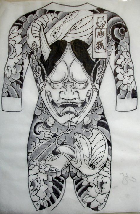 Artist: Arthur de Camargo Chest And Back Tattoo, Tattoo Homme, 42 Tattoo, Oni Tattoo, Full Tattoo, Japanese Oni, Yakuza Tattoo, Back Piece Tattoo, Japan Tattoo Design