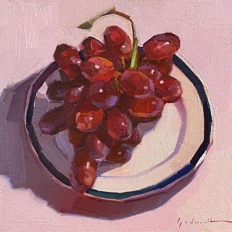 Sarah Sedwick (@sedwickstudio) posted on Instagram • Oct 2, 2020 at 5:06pm UTC Sarah Sedwick, Painting Grapes, Different Media, Purple Grapes, Painting Lessons, Fruit And Veg, Love Painting, Still Life Painting, Brilliant Colors