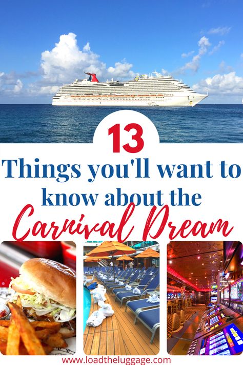 Carnival Dream - 13 Things you will want to know about the Carnival Dream cruise ship before you cruise.  Carnival Dream tips and tricks to make the most of your cruise vacation. Carnival Dream, Carnival Bahamas Cruise, Best Carnival Cruise Ship, Carnival Cruise Bahamas, Carnival Cruise Magic, Carnival Dream Cruise Ship Pictures, First Time Cruise Tips Carnival, Carnival Dream Cruise Ship, Carnival Cruise Tips