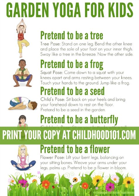 Yoga for Kids: Garden Themed Yoga Complete With Printable Poster Garden Yoga, Kids Routine, Garden Unit, Preschool Garden, School Age Activities, Toddler Lessons, Garden Activities, Physical Activities For Kids, Nature School