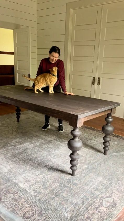 New Legs On Dining Table, Turned Legs For Dining Table, Farmhouse Table Turned Legs Diy, Gate Leg Dining Table With Chairs, How To Make An Old Dining Table Look Modern, Modern Turned Leg Dining Table, Turned Leg Dining Table With Modern Chairs, Turn Leg Dining Table, Round Leg Dining Table