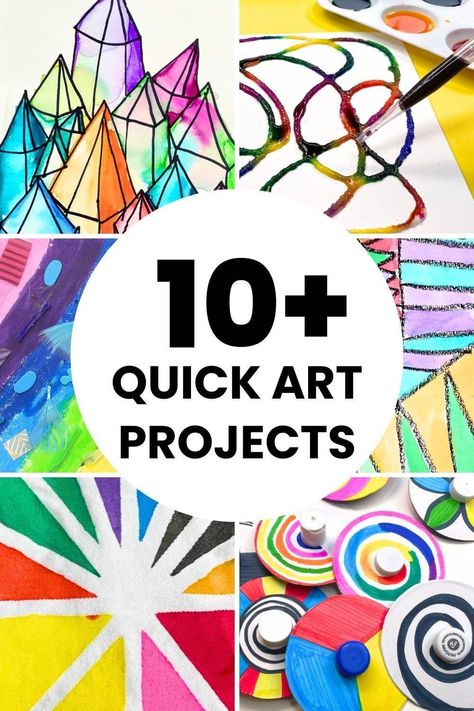 All these quick art projects for kids can be completed in less than one hour! These are the best projects to implement in your elementary school classroom. Your students will love Studio Sprout's video art lessons and will come away with a beautiful piece of art. Find out how to buy all the art lessons you need that are less than one hour for your students today! Art Projects For Classroom, Easy Classroom Art Projects, Art Lessons Preschool, Art Ideas For Students, Fun Art Lessons Elementary, One Day Art Lessons Elementary Fun Activities, Art Lesson For Elementary, Quick Elementary Art Projects, Art Activities For 2nd Graders