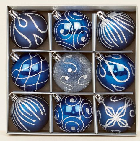 Set of 9 Midnight Blue Christmas tree baubles 6cm by Premier: Amazon.co.uk: Kitchen & Home Midnight Blue Christmas, Blue And White Christmas, Blue Baubles, Tree Baubles, Blue Christmas Ornaments, Blue Christmas Decor, Xmas Baubles, Traditional Ornaments, Blue Christmas Tree