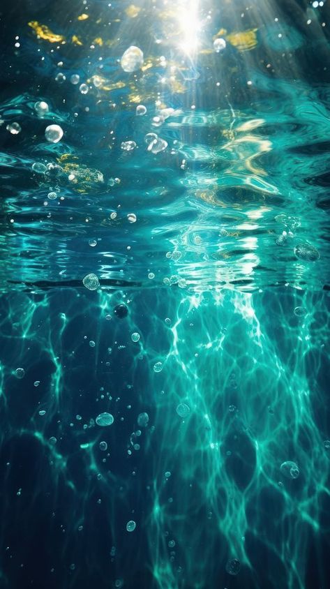 Ocean underwater reflection sunlight outdoors. AI generated Image by rawpixel. | premium image by rawpixel.com Teal Ocean Aesthetic, Oceans Aesthetic, Underwater Reflection, Background Blue Aesthetic, Underwater Sunlight, Ocean Lighting, Turquoise Blue Wallpaper, Under Water Photography, Aesthetic Bubbles