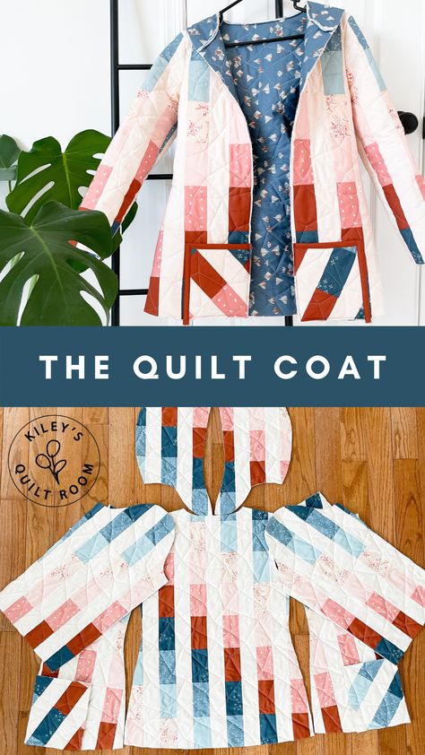 Jacket Made From Quilt, Upcycle Quilt Ideas, Quilt Coat Pattern Free, Quilted Jacket Pattern Diy, Quilted Jacket Pattern Free, Quilt Sweatshirt, Hooded Coat Pattern, Quilt Jacket Pattern, Quilt Coat Pattern