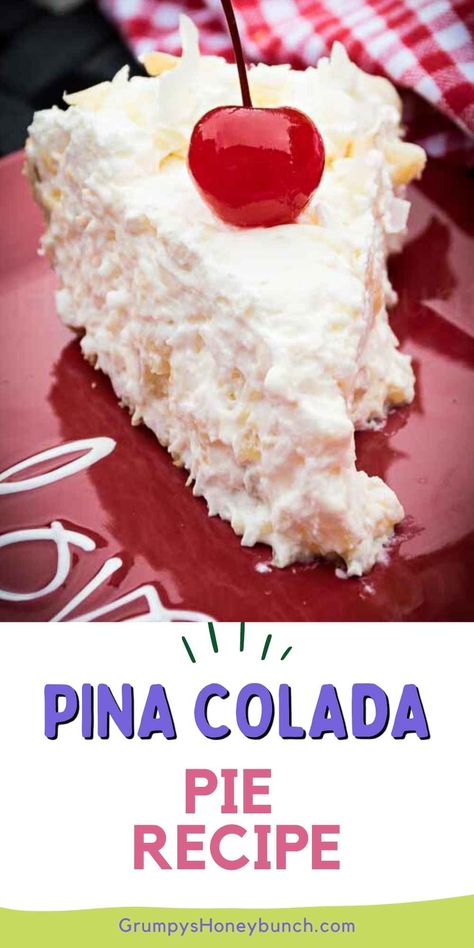 Pina Colada Pie Recipe, Creamy Pina Colada, Pina Colada Pie, Cool Whip Pies, Coconut Cream Pie Easy, No Bake Fudge, Creamy Pie, Pineapple And Coconut, Cream Cheese Pie