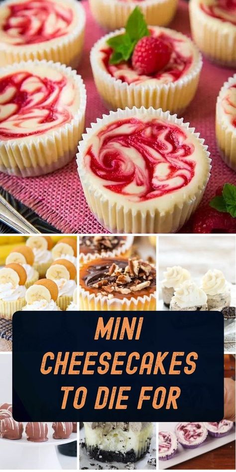 Discover the secret to stealing the show at any gathering with these irresistible Mini Cheesecake Recipes. Get ready to impress! Mini Cheesecakes Baked, Mini Muffin Pan Cheesecakes, Individual Desserts In A Cup Single Serve, Individual Cheese Cakes Recipes, Apple Pie Mini Cheesecake, Single Cheesecake Recipe, Mini Muffin Tin Cheesecake, Mini Xmas Desserts, Individual Cake Ideas