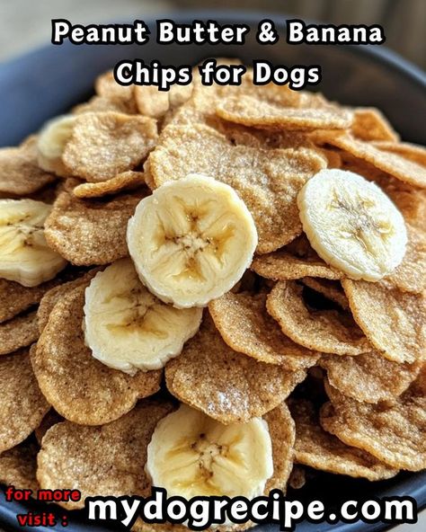 Homemade dog food recipes | Peanut Butter & Banana Chips for Dogs https://mydogrecipe.com/peanut-butter-banana-chips-for-dogs/       🐾🥜🍌 Dehydrated Bananas, Recipes Peanut Butter, Peanut Butter Dog Treats, Banana Chips, Banana Slice, Peanut Butter Chips, Dog Recipes, Peanut Butter Banana, Homemade Dog Food