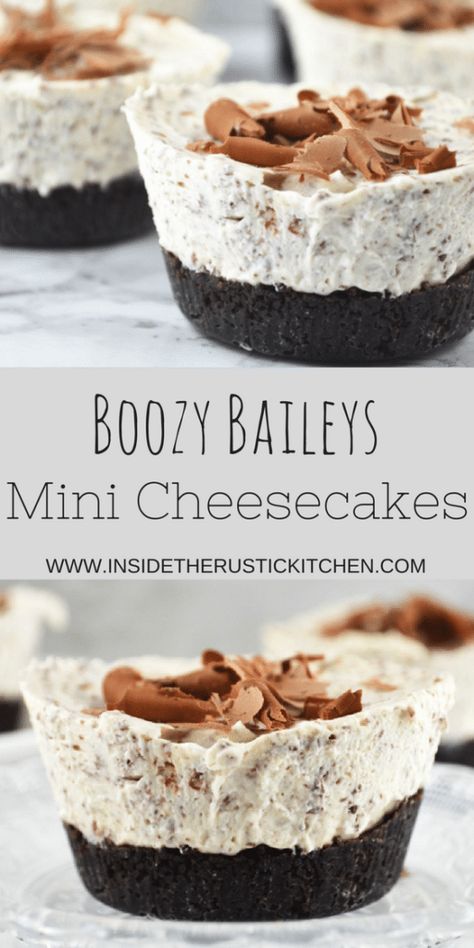 Easy Dinner Party Desserts, Baileys Recipes, Dessert Mini, Dessert Oreo, Dinner Party Desserts, Mini Cheesecake Recipes, Boozy Desserts, Torte Cupcake, Easy To Make Desserts