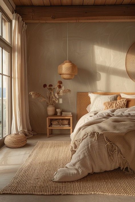 29 Scandi Boho Bedroom Inspirations to Create Your Dream Sanctuary 11 #HomeIdeas #into #Oasis #Apartment #Embracing #HomeDecorating #Garden #Transforming #an #Your #Eclectic #Outdoor #Charm #Eclectic Earthy Tone Room Aesthetic, Natural Linen Bed Styling, Bedroom Inspirations Earthy Tones, Wooden Aesthetic Bedroom, Bedroom Nature Aesthetic, Natural Color Bedroom Ideas, Earthy Bedroom Earth Tones, Linen Bed Styling, Natural Interior Design Earth