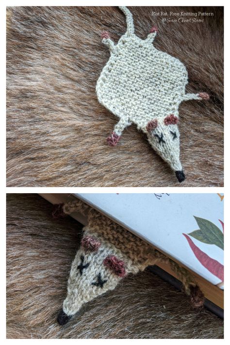 Squished Rat Crochet Bookmark, Knitting Bookmarks Free Patterns, Small Knits Free Patterns, Picture Knitting Patterns, Nitting Ideas Knitting Free Pattern, Bookmark Knitting Pattern, Cute Knitting Projects For Beginners, Knitted Book Marks, Knitting Patterns Bags Free