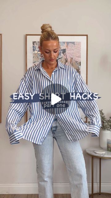 T-shirt Styling Inspiration, Ways To Wear Blouses, Tie Up Button Up Shirt, Style Boyfriend Shirt, How To Dress A Button Up Shirt, Pinstripe Button Down Shirt Outfit, Shirt Different Ways, Blouse Wearing Ideas, Styling Button Up Shirts