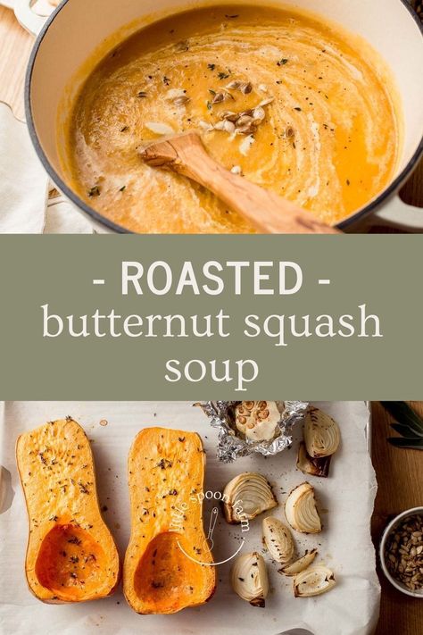 Butternut Squash Recipes Soup, Squash Soup Recipe, Roasted Butternut Squash Soup, Fall Soup Recipes, Recipes Soup, Butternut Squash Recipes, Butternut Squash Soup, Squash Soup, Roasted Butternut